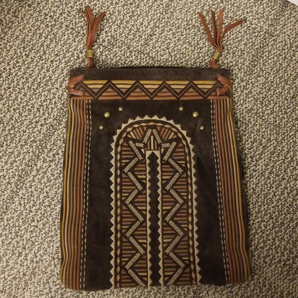 Ugg leather boho studded fringe bag